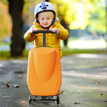 TABU 21" Scooter Hardshell Luggage for Kid and Adult, Foldable Carry-on Kids Suitcase with Telescopic Handle, Multifunctional Ride On Lightweight Kids Luggage with Wheels, Orange