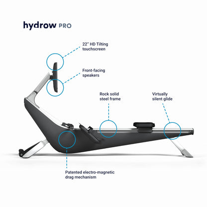 Hydrow Pro Rowing Machine with Immersive 22" HD Rotating Screen - Stows Upright | Live and On-Demand at-Home Workouts, Membership Required