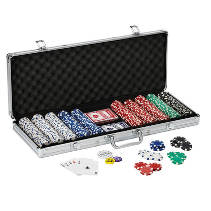 Fat Cat 11.5 Gram Texas Hold 'em Claytec Poker Chip Set with Aluminum Case, 500 Striped Dice Chips