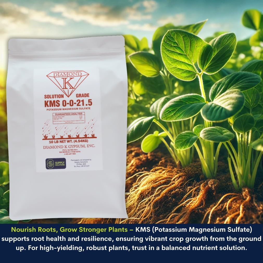 KMS 0-0-21.5 (Potassium Magnesium Sulfate) Fertilizer - Plant Food - The Best for Low Magnesium Soils Prone to Nutrient Loss - Ideal for Lawns, Garden, Vegetable, and Fruit Crops (10 Pounds)