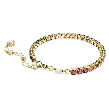 Swarovski Matrix Bracelet, Round cut, Multicolored, Gold-tone Finished