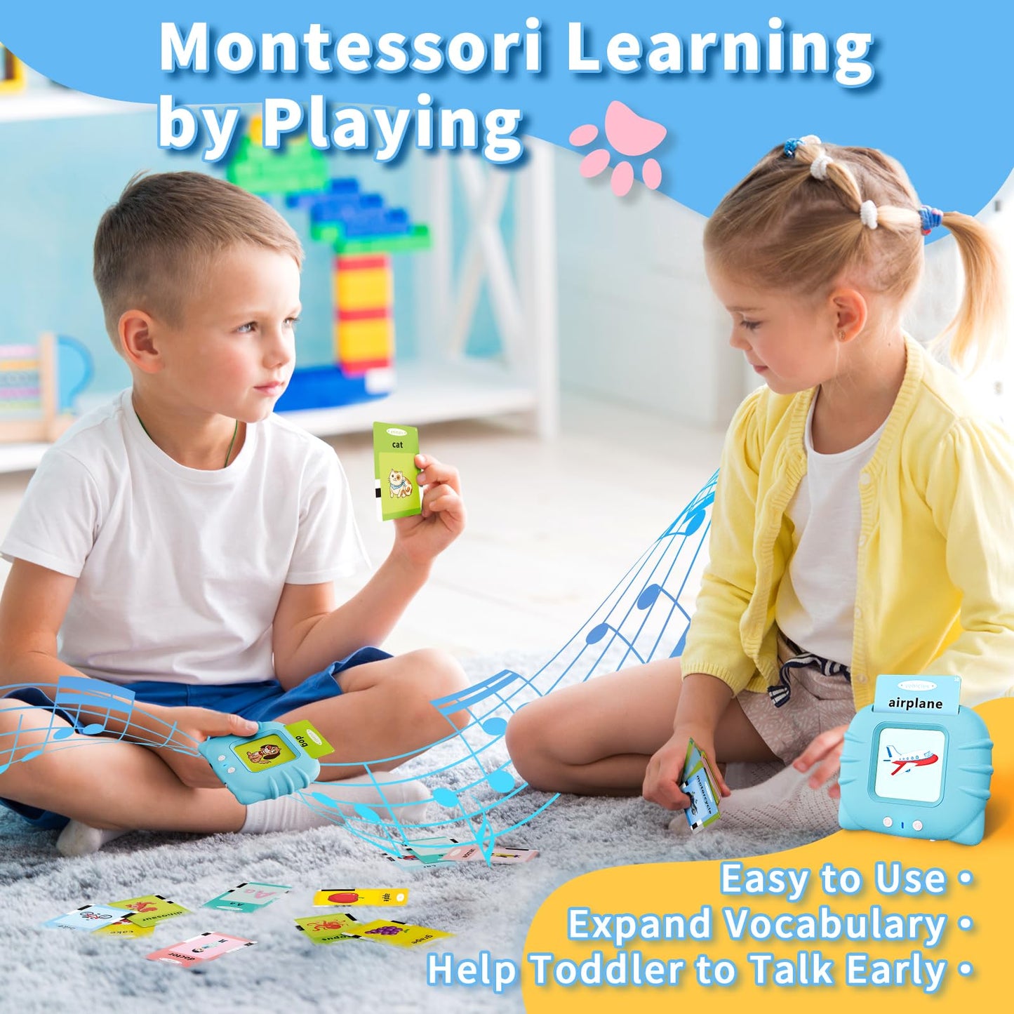 Aullsaty Toddler Toys Talking Flash Cards for 1 2 3 4 5 6 Year Old Boys and Girls, Autism Sensory Toys for Autistic Children, Learning Educational Montessori Speech Therapy 248 Sight Words Kids Gifts