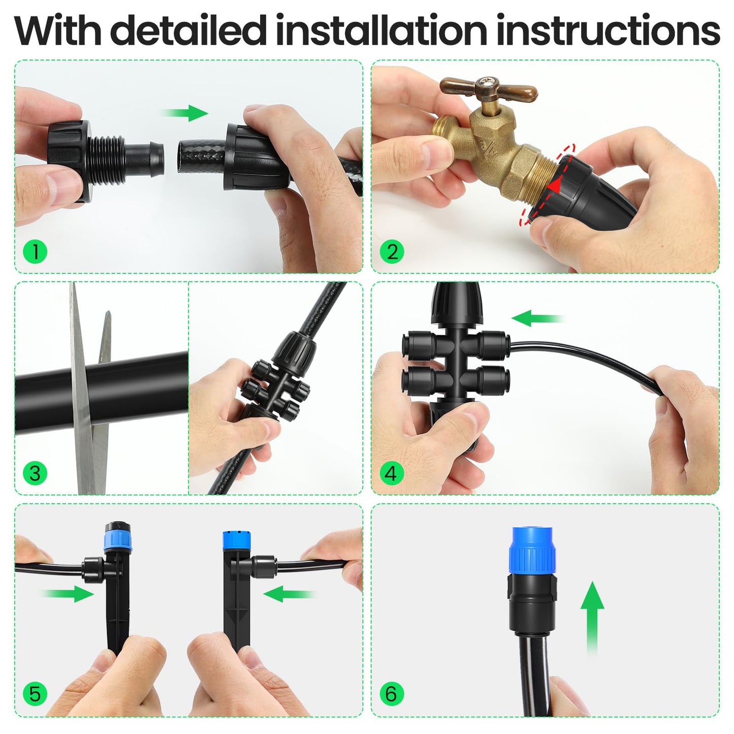 MIXC 230FT Drip Irrigation System,Quick Connector Garden Watering System Automatic Sprinkler System Kit for Lawn Raised Bed Greenhouse Plant Watering System with 1/2'' Tubing,Drip Emitters,Connectors