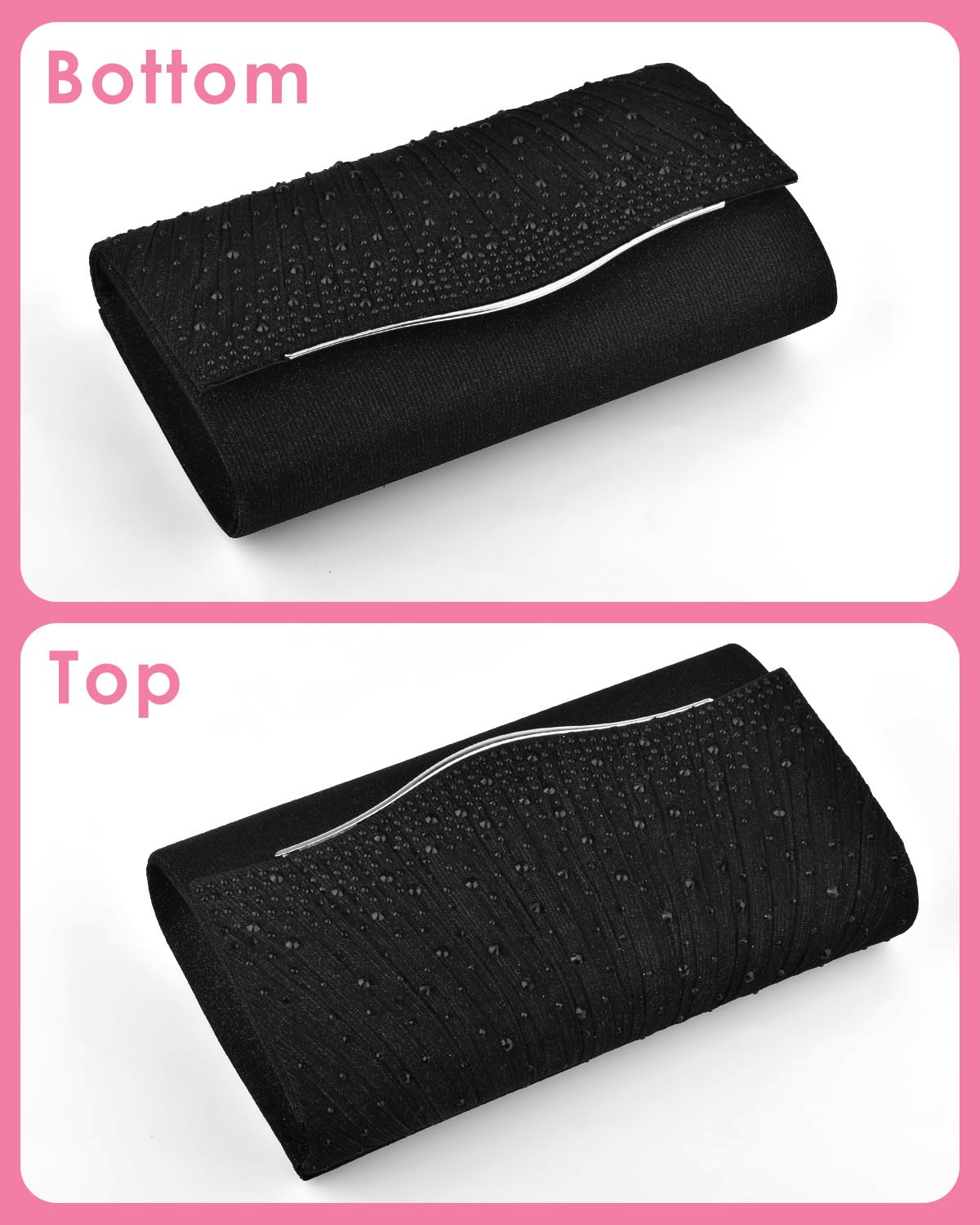 TINDTOP Clutch Purses for Women Evening Handbags for Formal Wedding Party Cocktail Prom Crossbody Shoulder Envelope Bag