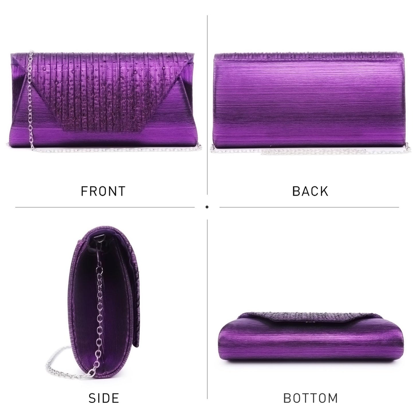 Dasein Women Evening Bags Wedding Purses Handbags Party Clutches Cocktail Prom Clutch with Glitter Rhinestones (Purple)