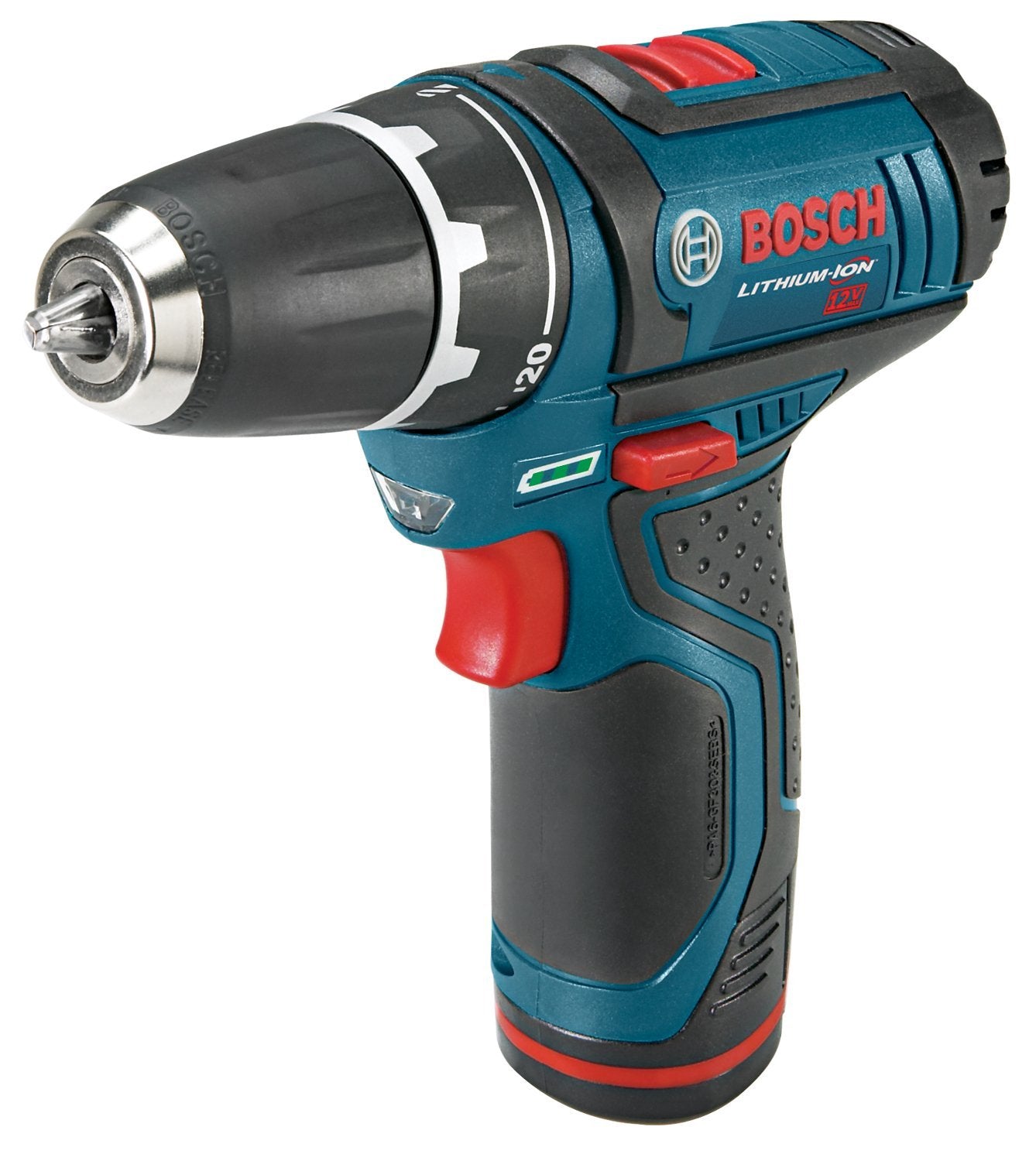 BOSCH PS31-2A 12V Max 3/8 Inch Drill/Driver Kit with (2) 2 Ah Batteries and Charger, Variable Speed