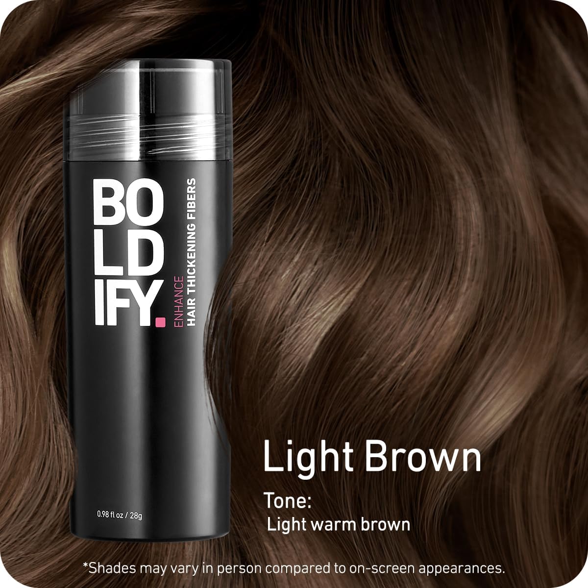 BOLDIFY Hair Fibers (28g) - Fill In Thinning and Fine Hair for an Instantly Fuller, Thicker Look - 14 Shades for Women & Men - Light Brown