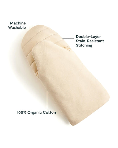 Caraway Oven Mitts - 100% Organic Cotton Oven Mitt - Double-Layer & Stain-Resistant Stitching - Safe Handling of Hot Kitchenware - Set of 2 - Cream