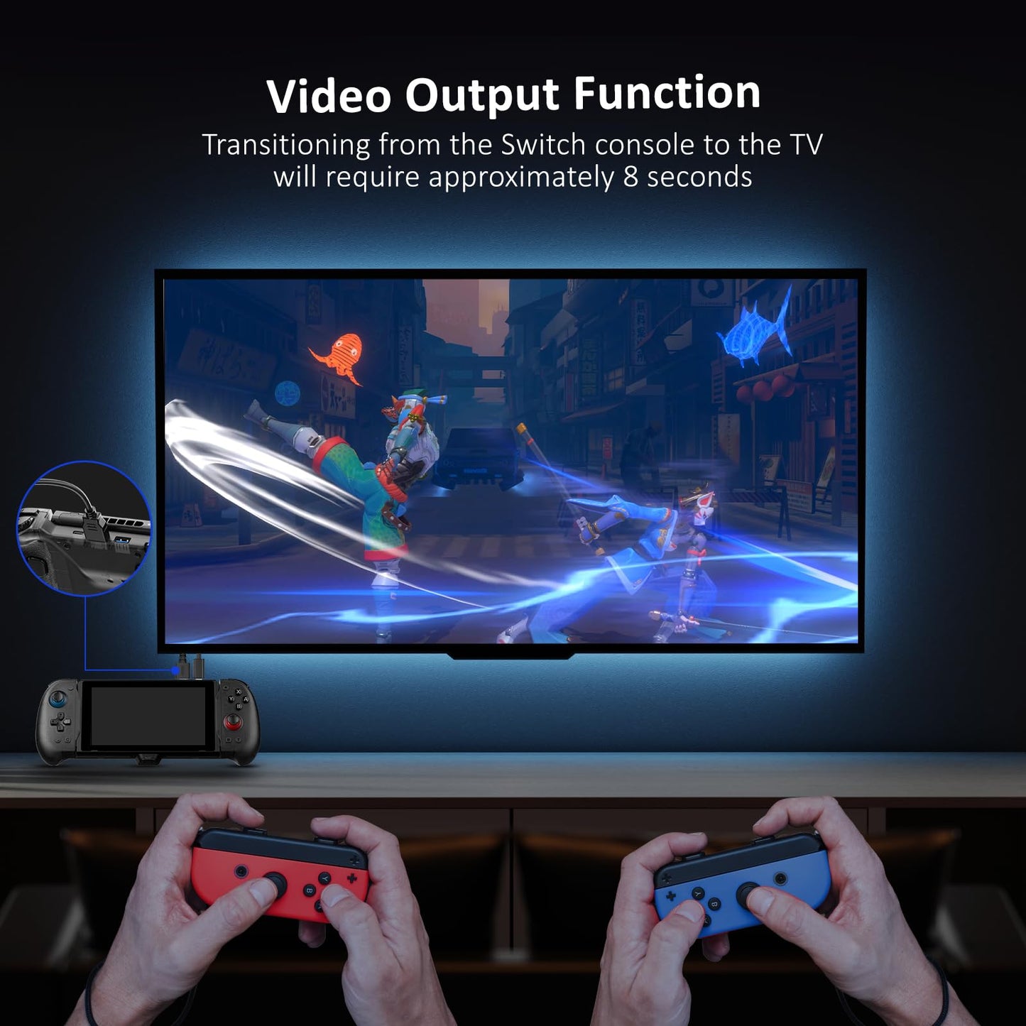 NexiGo Hall Effect Gripcon with Kickstand and HDMI Out for TV Docking, Hall Sensing Joystick for Switch/Switch OLED, Handheld Mode, 4K/1080P Supported HDMI and USB 3.0 Port, Black