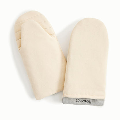 Caraway Oven Mitts - 100% Organic Cotton Oven Mitt - Double-Layer & Stain-Resistant Stitching - Safe Handling of Hot Kitchenware - Set of 2 - Cream