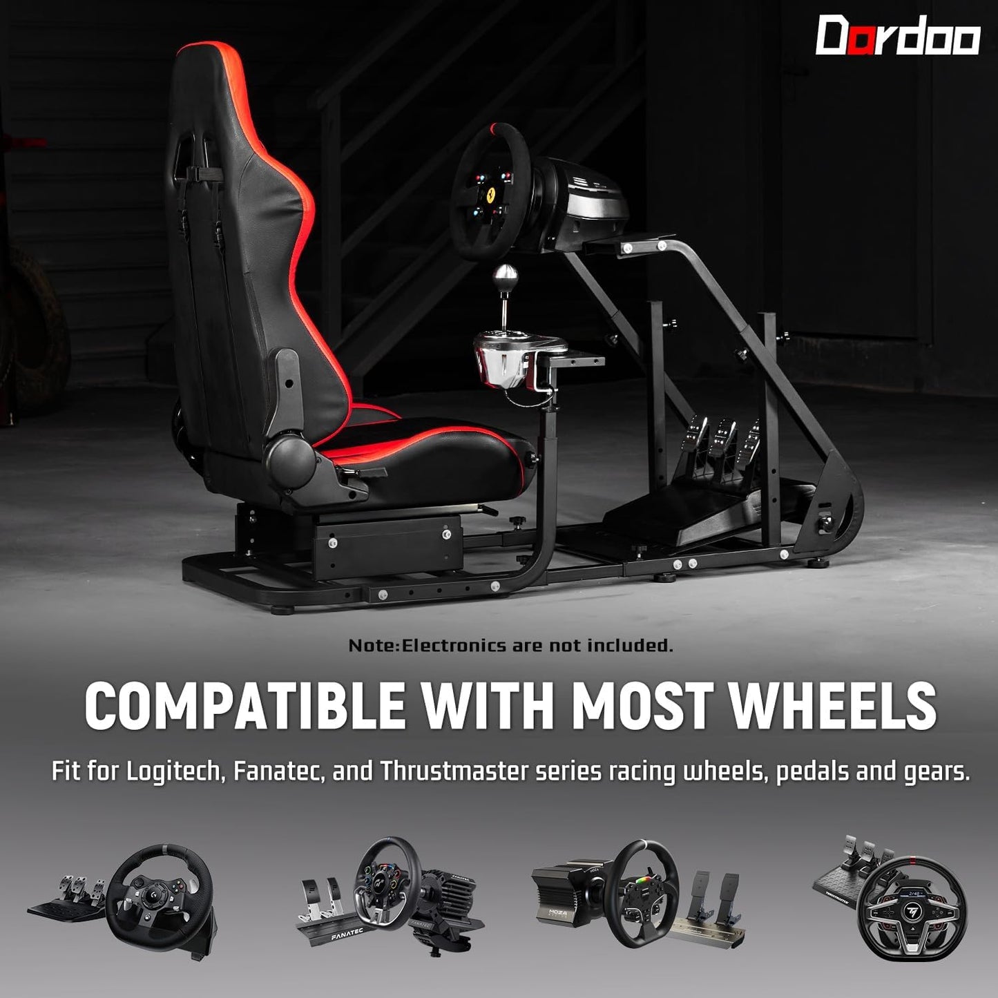 Dardoo G923 Racing Simulator Cockpit with Red Seat Fits for Logitech/Thrustmaster/Fanatec/Playstation G25 G27 G29 G920 T150,Mountable Display Mount,Steering Wheel Stand,Not Included Wheel & Pedals