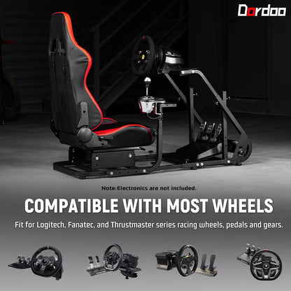 Dardoo G923 Racing Simulator Cockpit with Red Seat Fits for Logitech/Thrustmaster/Fanatec/Playstation G25 G27 G29 G920 T150,Mountable Display Mount,Steering Wheel Stand,Not Included Wheel & Pedals