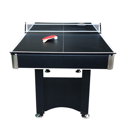 Hathaway Spartan 6 Ft Pool Table, with Ping Pong Multi Game Combo Tables for Family Recreation Game Rooms - Includes Billiard Balls, Cues, Paddles, Brush & More