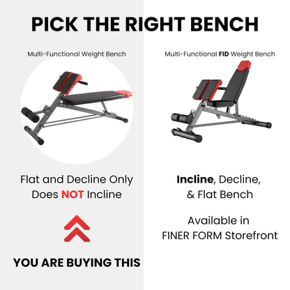 Finer Form Multi-Functional Weight Bench for Full All-in-One Body Workout – Versatile Adjustable Workout Bench for Home Gym. Fitness equipment perfect for Back HyperExtension, Bench Press, Roman Chair Exercise, Sit up. Adjusts to Decline or Flat Bench.