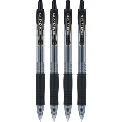 Pilot, G2 Premium Gel Roller Pens, Fine Point 0.7 mm, Black, Pack of 4