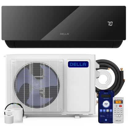 DELLA Umbra Series 12000 BTU Mini Split Work with Alexa 20 SEER2 Cools Up to 550 Sq.Ft Energy Saving Split AC & Pre-Charged 1 Ton Heat Pump Ductless Inverter System(R32 refrigerant)