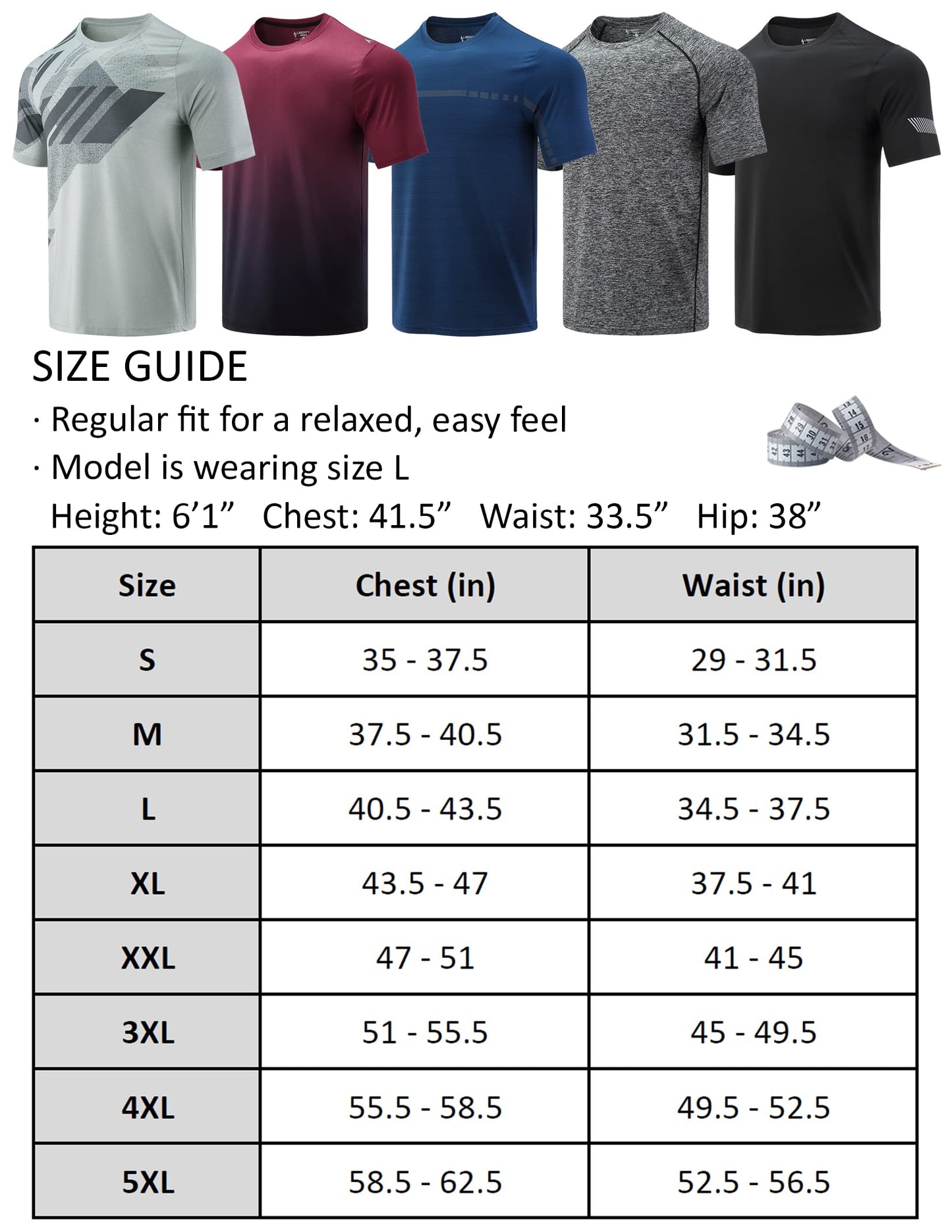 5 Pack Men’s Active Quick Dry Crew Neck T Shirts | Athletic Running Gym Workout Short Sleeve Tee Tops Bulk (Set 3, Medium)