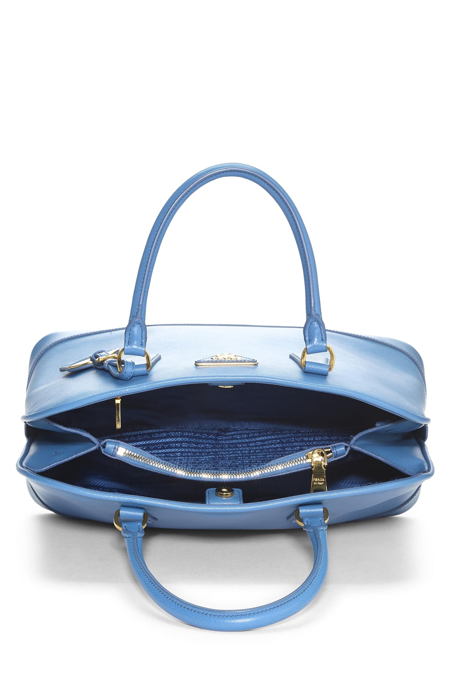 Prada, Pre-Loved Blue Saffiano Dome Tote, Blue