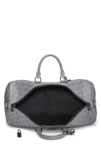 Louis Vuitton, Pre-Loved Grey Monogram Shadow Leather Keepall Bandoulière 50, Grey