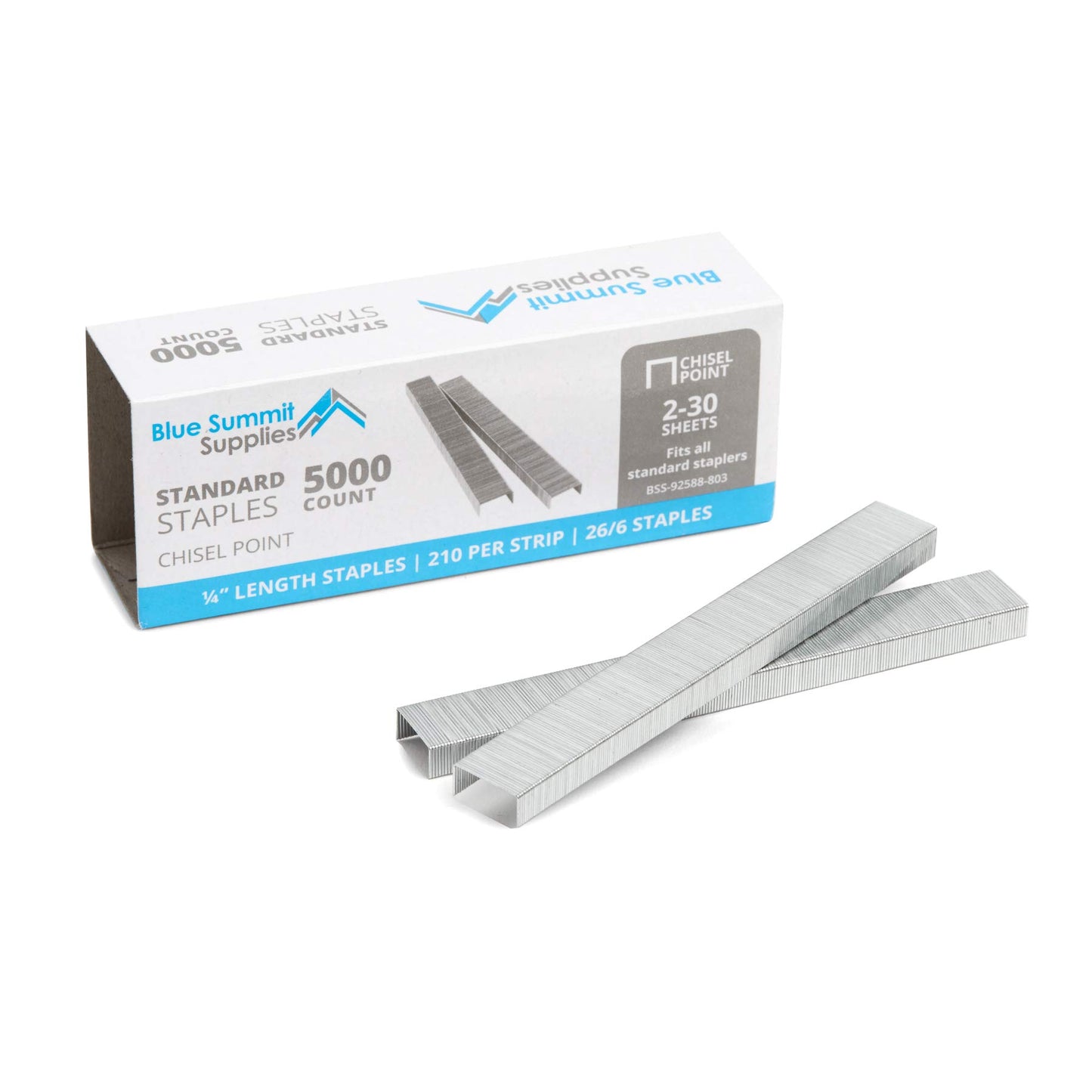 50,000 Staples, Standard 1/4 Inch Length and 210 Staples per Strip, 26/6, Jam Free Sharp Chisel Point Design, 10 Boxes of 5,000 Staples, 50,000 Staples Total, Fits Standard Staplers