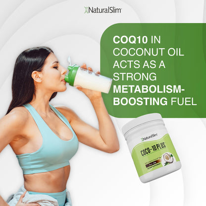 NaturalSlim Coconut Oil with CoQ10 - MCT Oil Organic Coconut Oil for Baking, Mixing with Shake, Smoothies, Coffee, or Ingest Directly - Boost Energy, Metabolism and Immune System Fresh Flavor