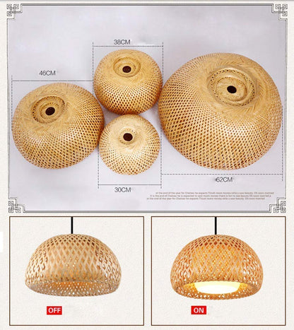 SkyTalent Bamboo Chandelier Rattan Pendant Lamp Shade Ceiling Lighting Weave Bamboo Rattan E26 Hanging Light Fixture for Living Room Bedroom Restaurant Cafe Teahouse Bar Dining Room Club (14.96")