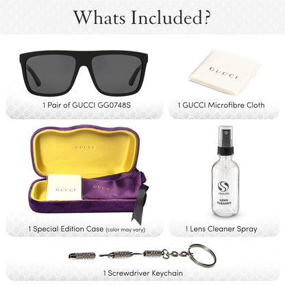 Gucci GG0748S Designer Sunglasses: Elegant Rectangular Frame Eyewear with Premium eSHADES Kit - Epitome of Luxury and Style