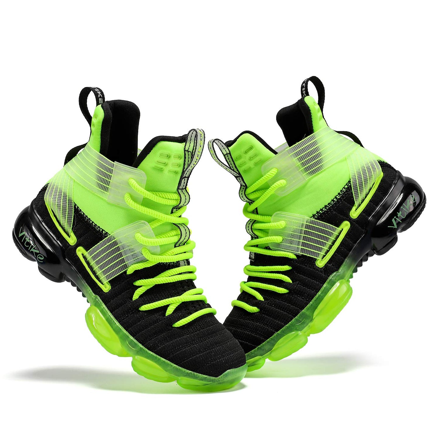 Boys Basketball Shoes Kids Sneakers High-top Sports Shoes Durable Lace-up Non-Slip Running Shoes Secure for Little Kids Big Kids and Girls Size 2.5 Green