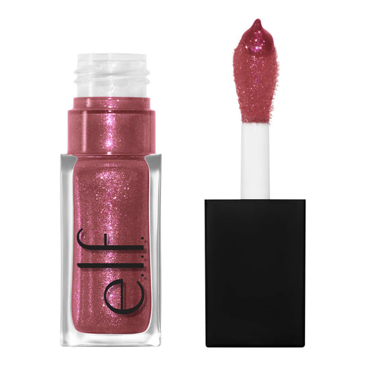 e.l.f. Glow Reviver Lip Oil, Nourishing and Hydrating with High-Shine Glimmer Finish & Sheer Wash Of Color, Minty Scent, Non-Sticky, Vegan & Cruelty-free, Divine Wine