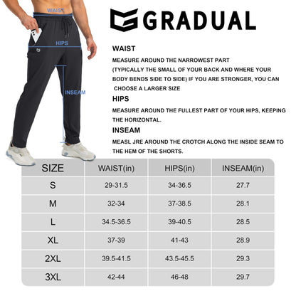 G Gradual Men's Sweatpants with Zipper Pockets Tapered Joggers for Men Athletic Pants for Workout, Jogging, Running (Black, Large)