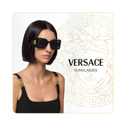 Versace VE2199 MEDUSA CHARM 10006G 56MM Matte Black/Light Grey Mirror Silver Square Sunglasses For Men + BUNDLE With Designer iWear Eyewear Kit