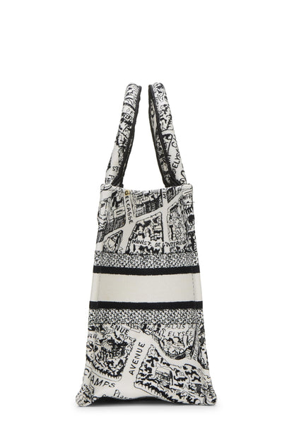 Dior, Pre-Loved Black & White Embroidered Canvas Book Tote Small, Black