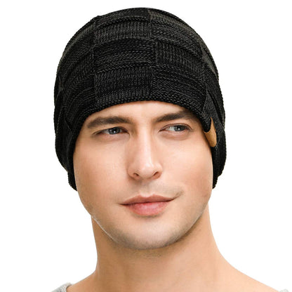 Vgogfly Slouchy Cool Beanie for Men Guys Lined Knit Warm Thick Skully Stocking Binie Winter Hat Black