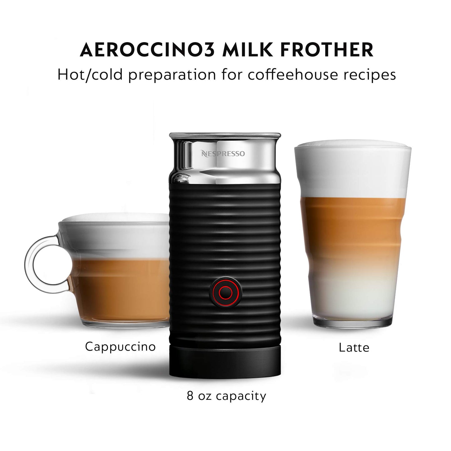 Nespresso VertuoPlus Deluxe Coffee and Espresso Machine Bundle with Aeroccino Milk Frother by De'Longhi, Black