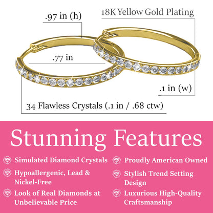 Cate & Chloe Bianca 18k Yellow Gold Plated Hoop Earrings For Women | Cubic Zirconia Earrings With Round Cut Crystals | Best Hypoallergenic Gold Hoop Earring Set, Fashion Jewelry For Women