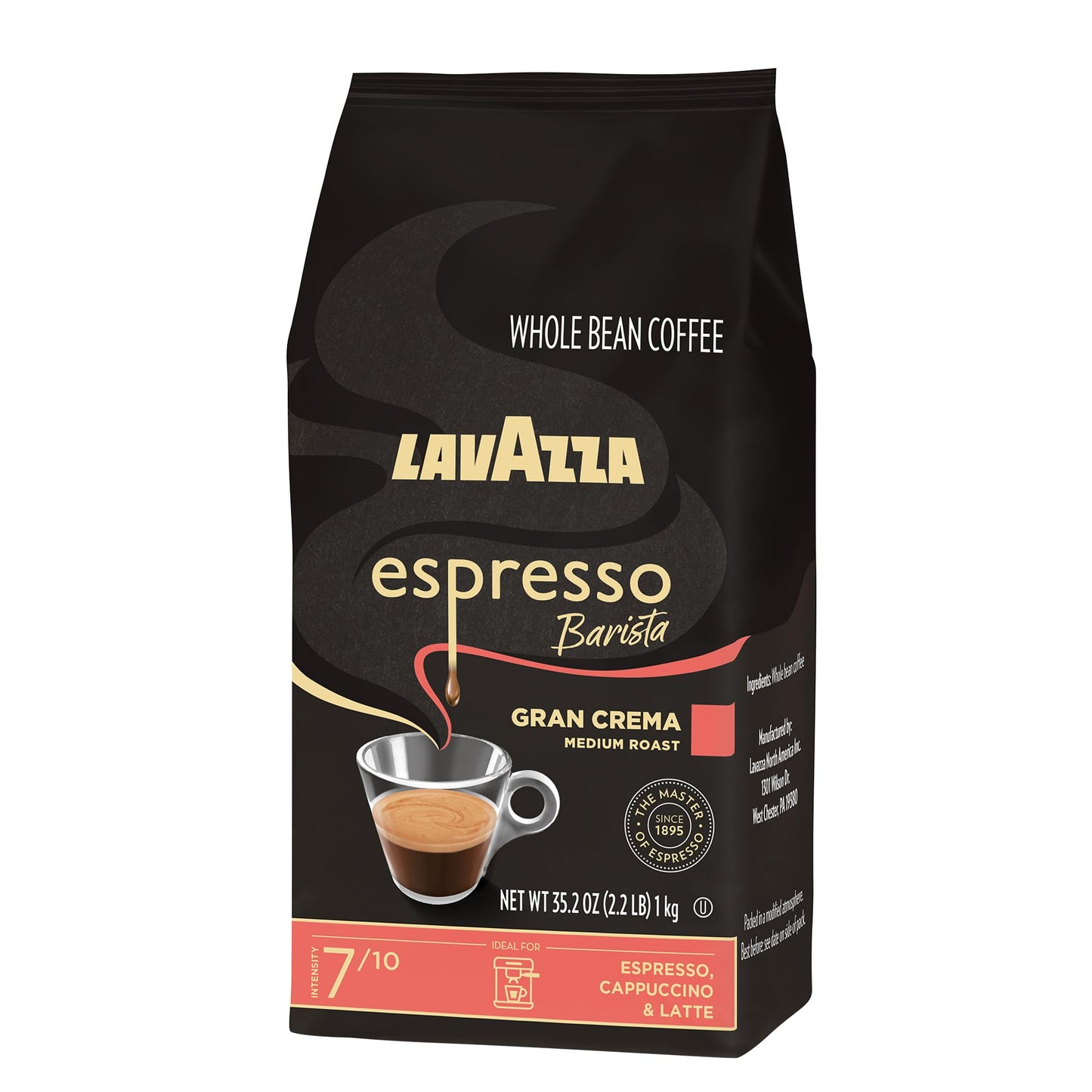 Lavazza Espresso Barista Gran Crema Whole Bean Coffee Blend, Medium Espresso Roast, Oz Bag (Packaging May Vary) - 2.2 LB, 35.2 Ounce