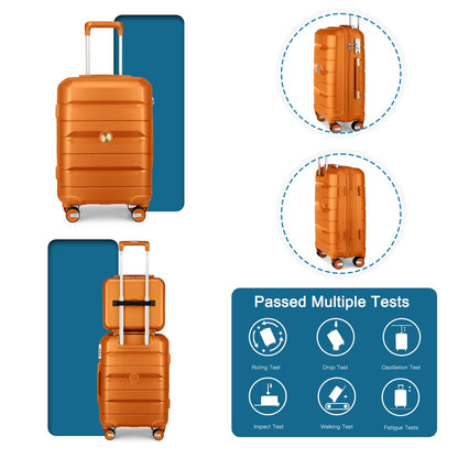 Somago 20-Inch Carry-On Suitcase with TSA Lock, Waterproof, Lightweight, Polypropylene, Sunset Orange, 5-Year Warranty