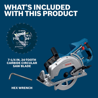 BOSCH GKW18V-26N PROFACTOR 18V 7-1/4" Rear Handle Circular Saw - BITURBO Brushless Technology, 5000 RPM, Lightweight Ergonomic Design, Left Blade Orientation, Electronic Brake, Dust Port (Bare Tool)