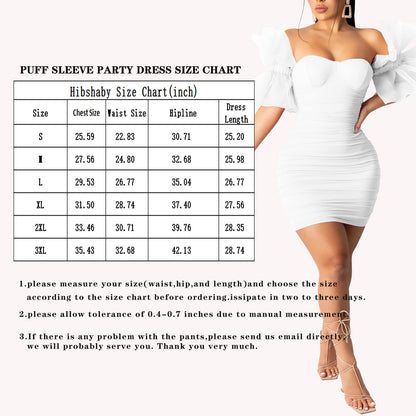 Pink Dress for Women, Off The Shoulder Puff Sleeve Bodycon Short Dresses for Women Party Night Pink Small