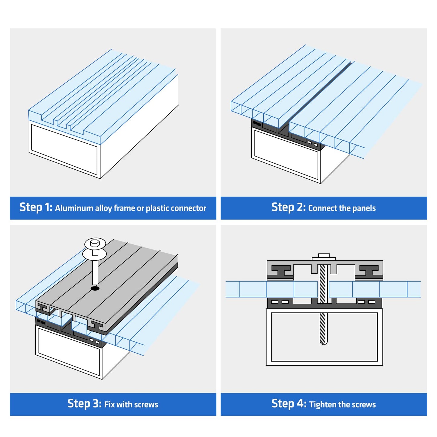 UMIG 6 PCS 6' x 2' x 0.24'' Polycarbonate Greenhouse Panels, Twin-Wall Waterproof UV Protected Corrugated Plastic Roof Panels Sheets, Clear Replacement Panels for Greenhouse, Outdoor, Plant