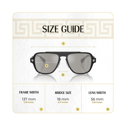 Versace VE2199 MEDUSA CHARM 10006G 56MM Matte Black/Light Grey Mirror Silver Square Sunglasses For Men + BUNDLE With Designer iWear Eyewear Kit