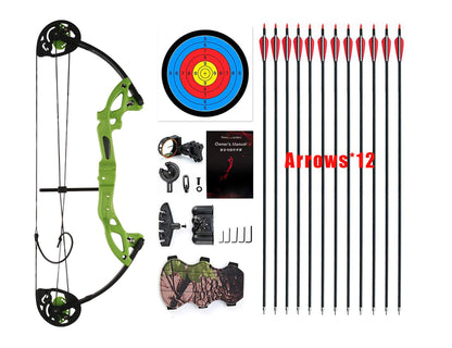 PANDARUS Compound Bow Topoint Archery for Youth and Beginner, Right Handed,19”-28” Draw Length,15-29 Lbs Draw Weight, 260 fps (Green Right Handed)