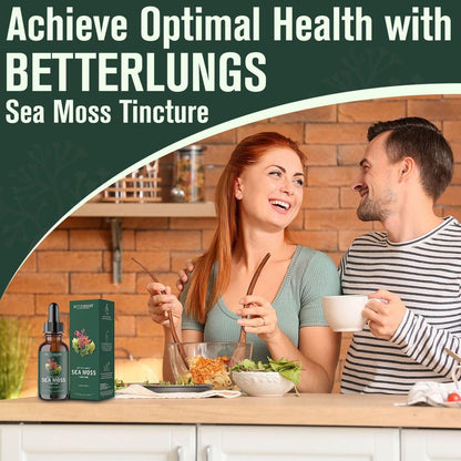 Betterbrand BetterLungs Sea Moss Tincture Drops - Powerful Absorption for Lung Health, Digestive, Joint & Thyroid Support - Irish Sea Moss, Spirulina, Bladderwrack & Burdock Root (30 Day Supply)