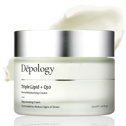 depology Triple Lipid+Q10 Facial Moisturizer | Daily Face Cream with Ceramides and Niacinamide for All Skin Types | Hydrating Face Moisturizer Targets Signs of Skin Stress | 1.69 fl oz