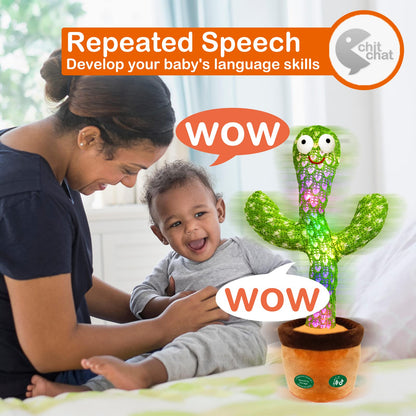 [Update Volume Adjustable] Talking Cactus Toy Mimics Back, Gift Package Repeat Talking Cactus Plush Toys - Talking Sing+Repeat+Dancing+Recording+Rainbow Led Cactus Toy(15 Second Recording)