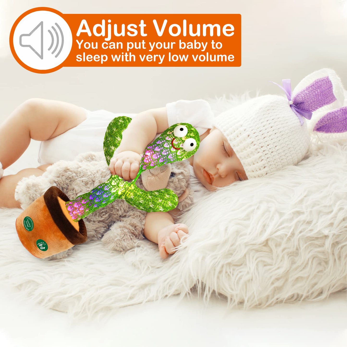 [Update Volume Adjustable] Talking Cactus Toy Mimics Back, Gift Package Repeat Talking Cactus Plush Toys - Talking Sing+Repeat+Dancing+Recording+Rainbow Led Cactus Toy(15 Second Recording)