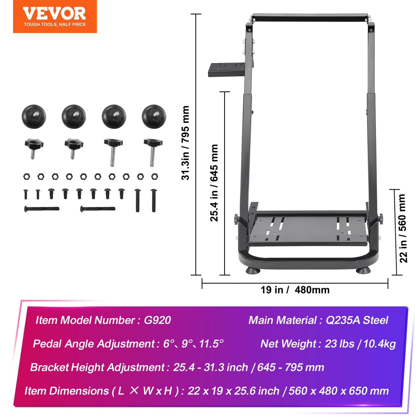 VEVOR G920 Racing Steering Wheel Stand Shifter Mount fit for Mainstream Brands Gaming Wheel Stand Wheel Pedals NOT Included Racing Wheel Stand