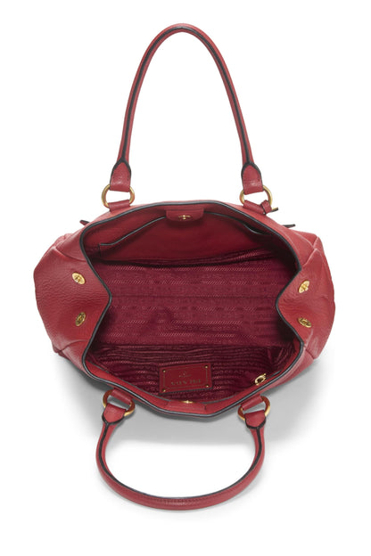 Prada, bolso convertible pequeño Vitello Daino de segunda mano, rojo