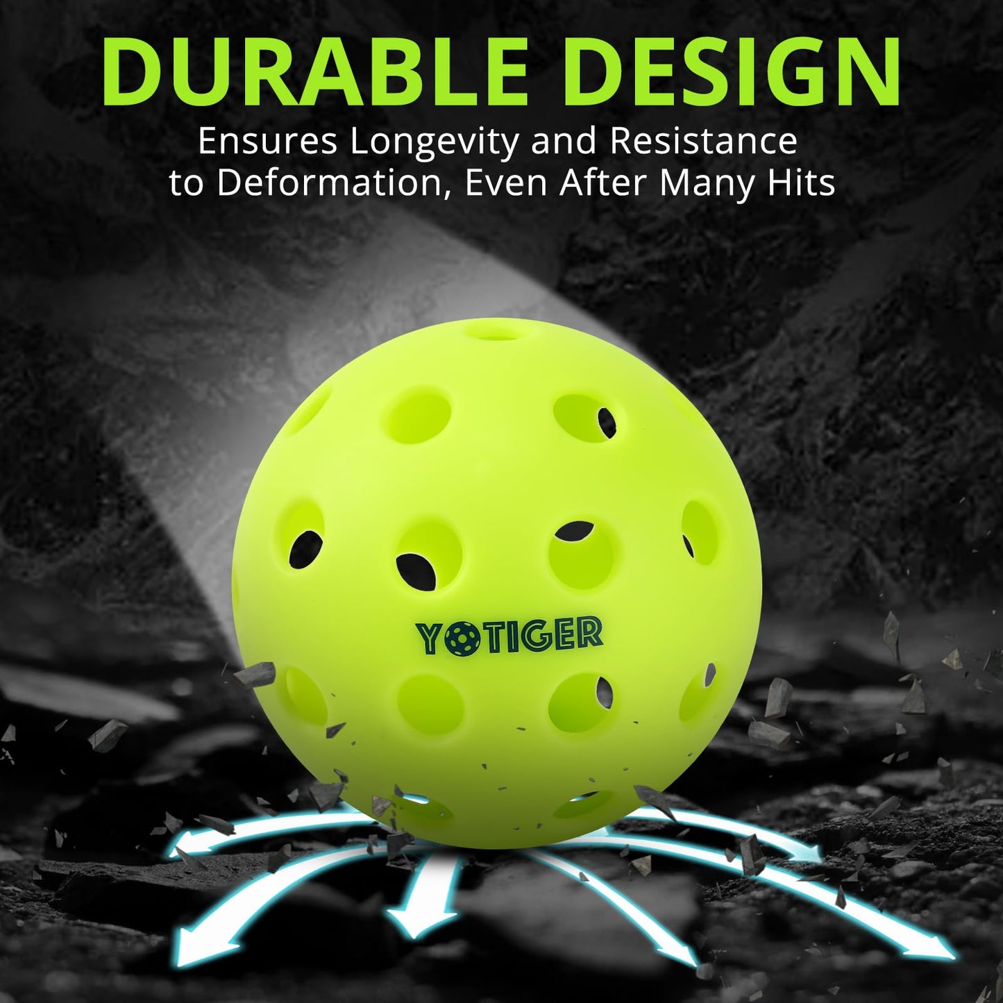 Bolas de Pickleball YOTIGER, pacote com 4 bolas de Pickleball para áreas externas com 40 buracos, alta visibilidade e salto, bolas de Pickleball elegantes e duráveis ​​para todos os estilos de raquetes de Pickleball e todos os níveis de habilidade