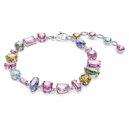 Swarovski Gema Soft Bracelet, Multicolored Crystals, Mixed Cuts, on Gold-Tone Finished Band, Part of the Swarovski Gema Collection